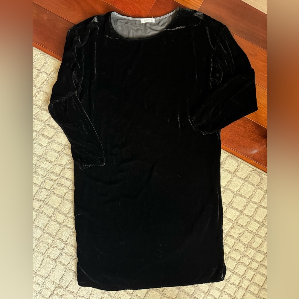 Free People X CP Shades Silk Blend Black Velvet Shift Dress